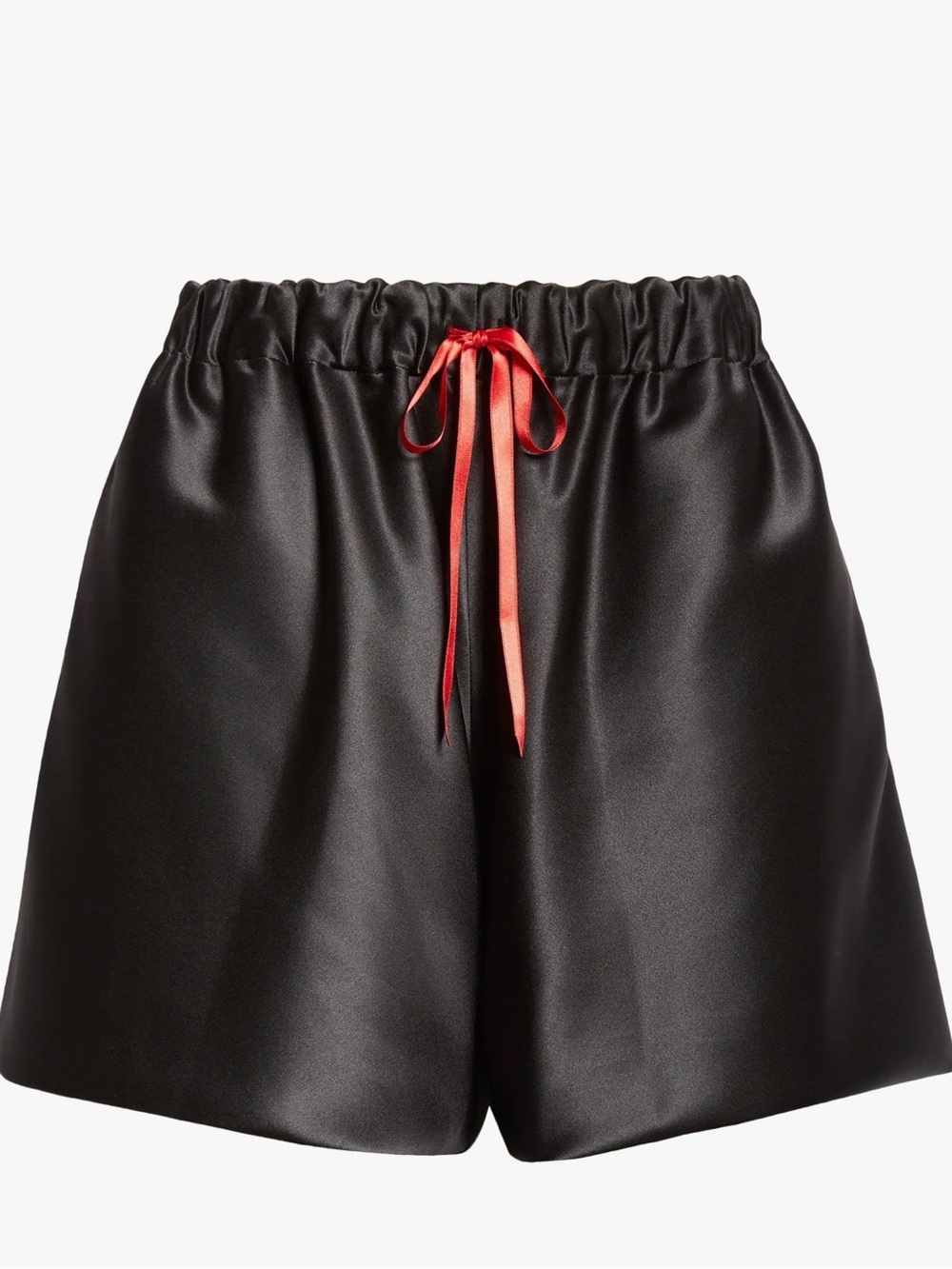 Simone Rocha black satin elastic boxer shorts $565